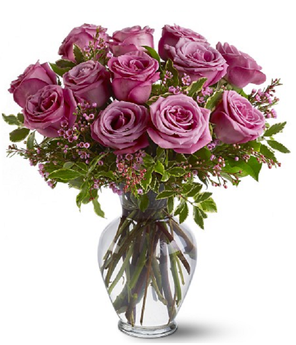 Bouquet de 12 roses lavande à longue tige - Livraison de fleurs fraîches