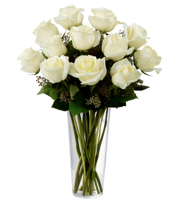 12 bouquet de roses blanches à longue tige pour la livraison