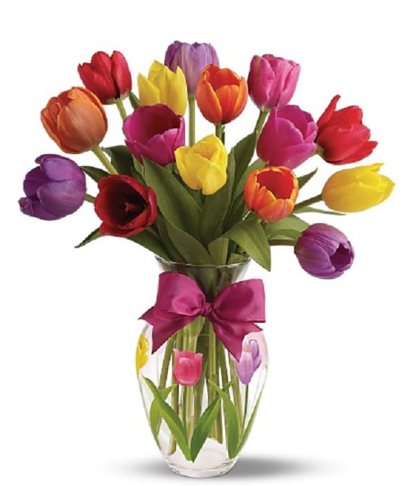 Bouquet de tulipes printanières vibrantes - 15 fleurs fraîches