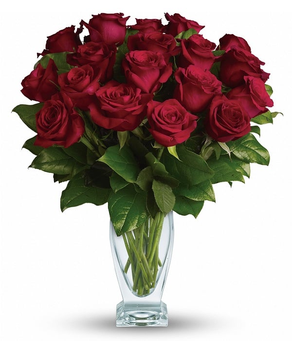 Bouquet premium de 18 roses rouges à longue tige pour les occasions romantiques
