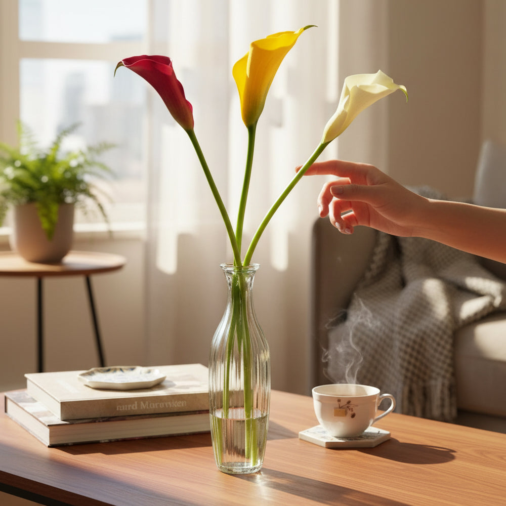 3 Assorted Lilies in a Button Vase