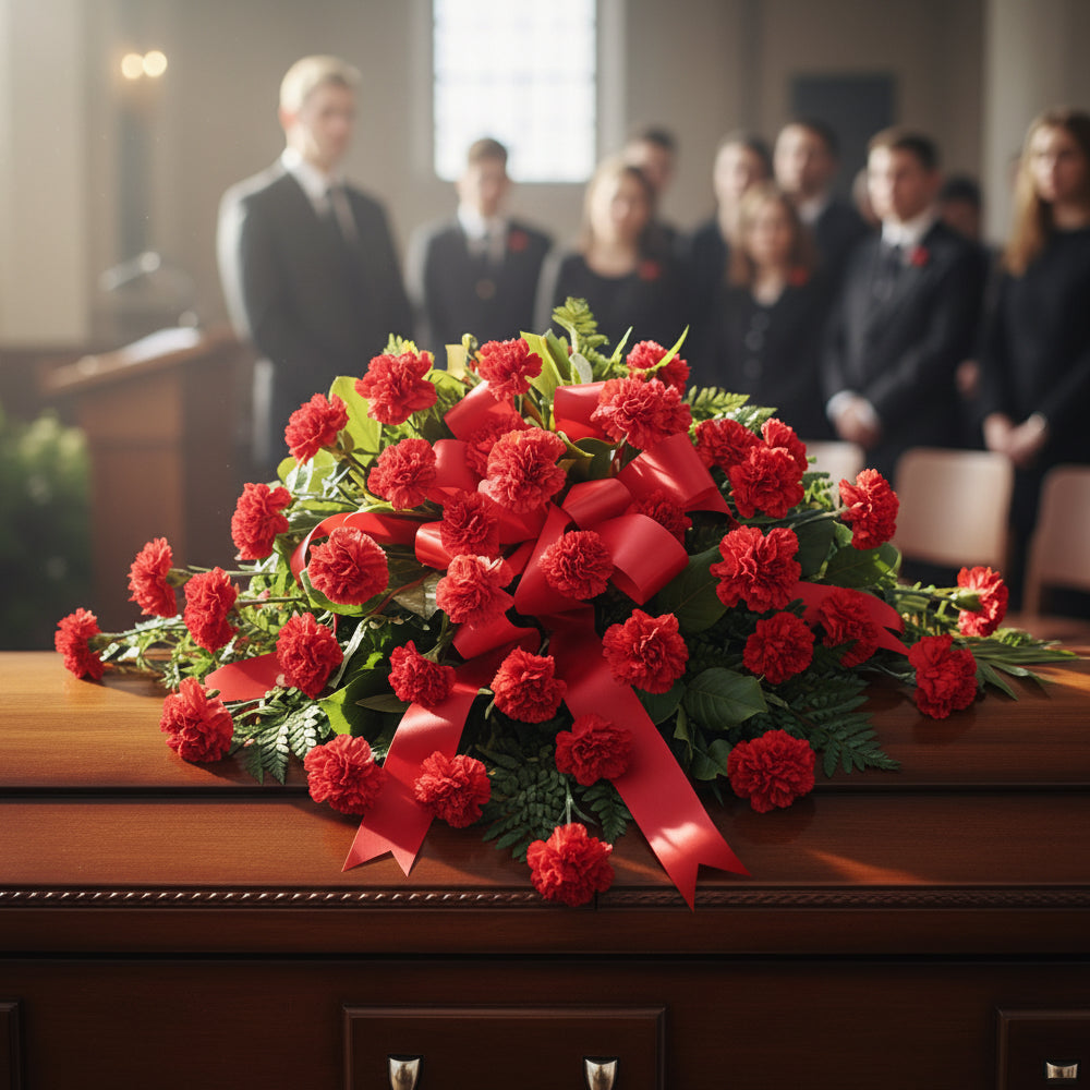 Elegant arrangement of condolence casket spray