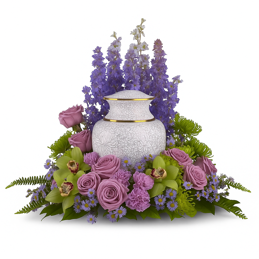 Arrangement Funéraire de Lavande et Chrysanthèmes "Meadows of Memories" - Fleur Québec