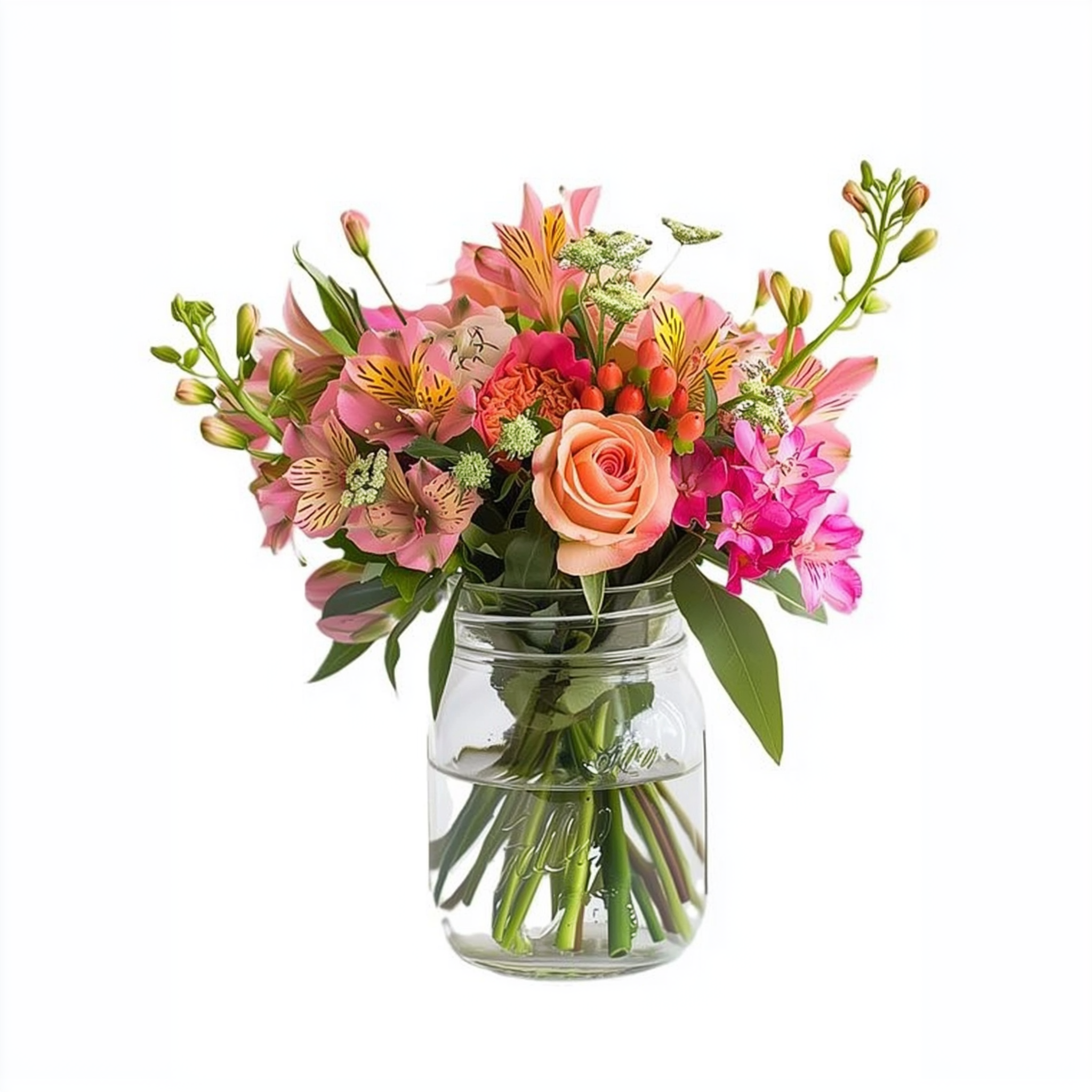 Pot Mason "Lever de Soleil" - Roses Assorties Fleur Québec