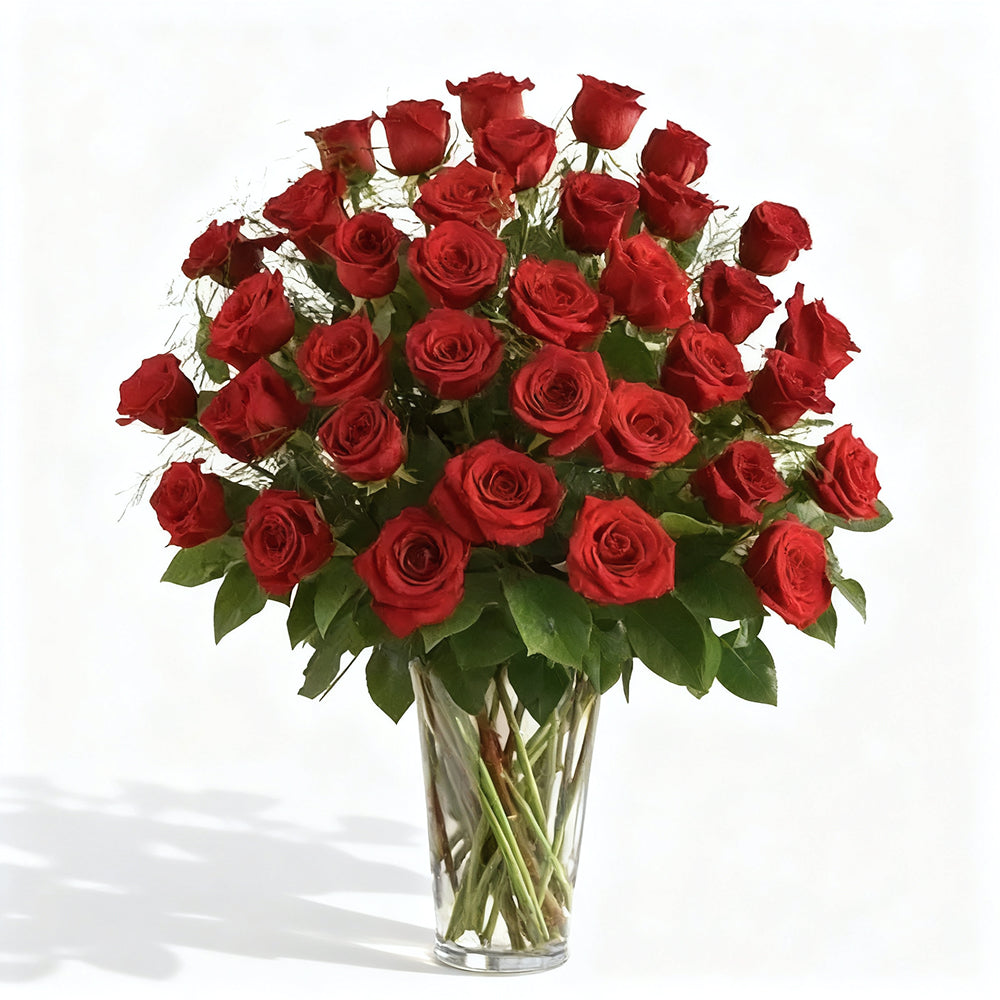Bouquet de 36 Roses Rouges à Longue Tige