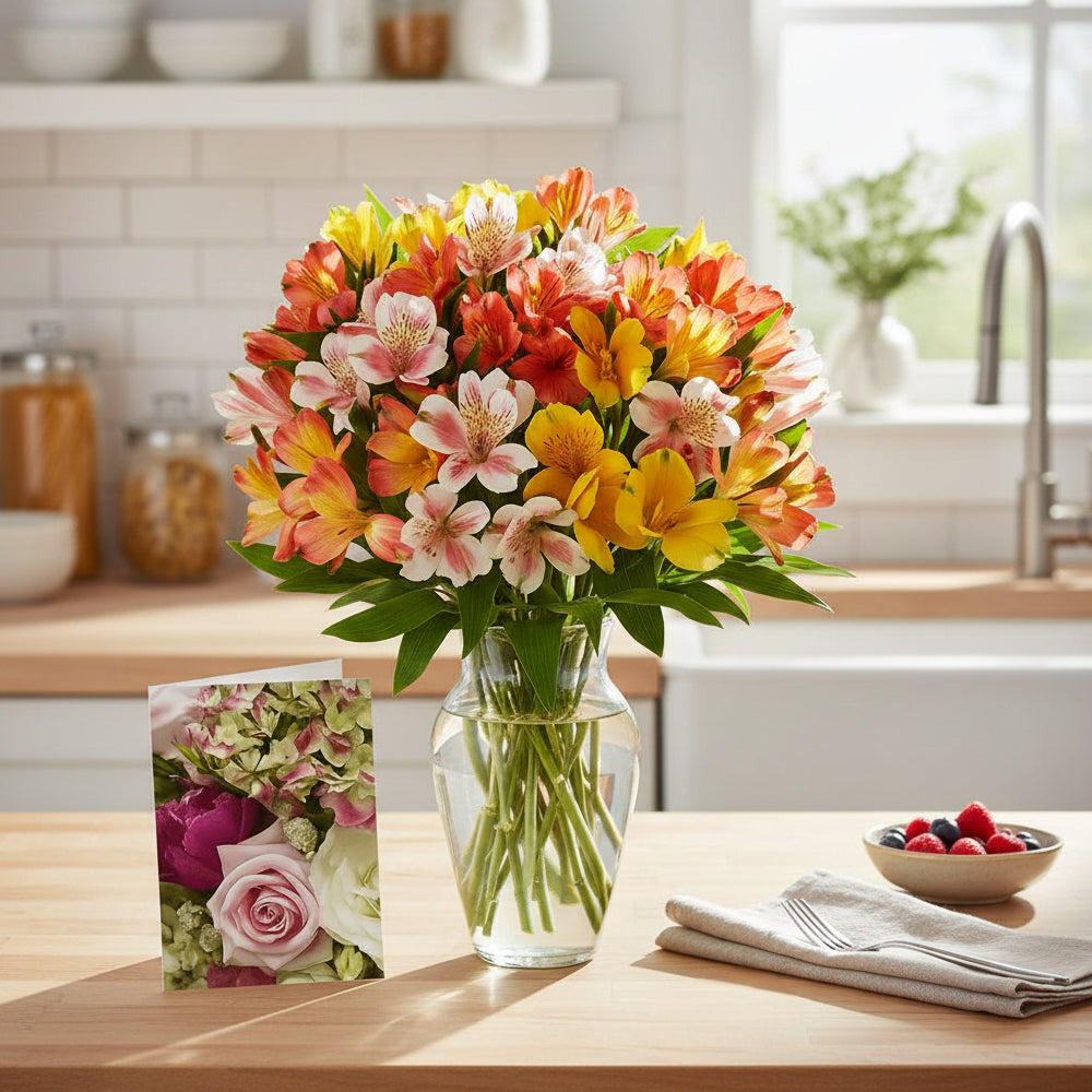 Bouquet of 50 Alstroemeria flowers - Fresh and vibrant flower delivery