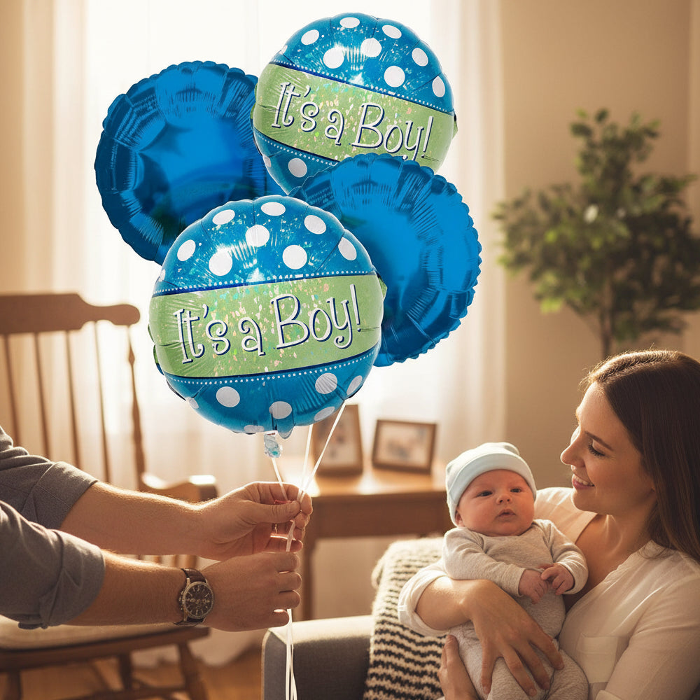 Blue balloon bouquet for baby boy - Set of 4 pieces