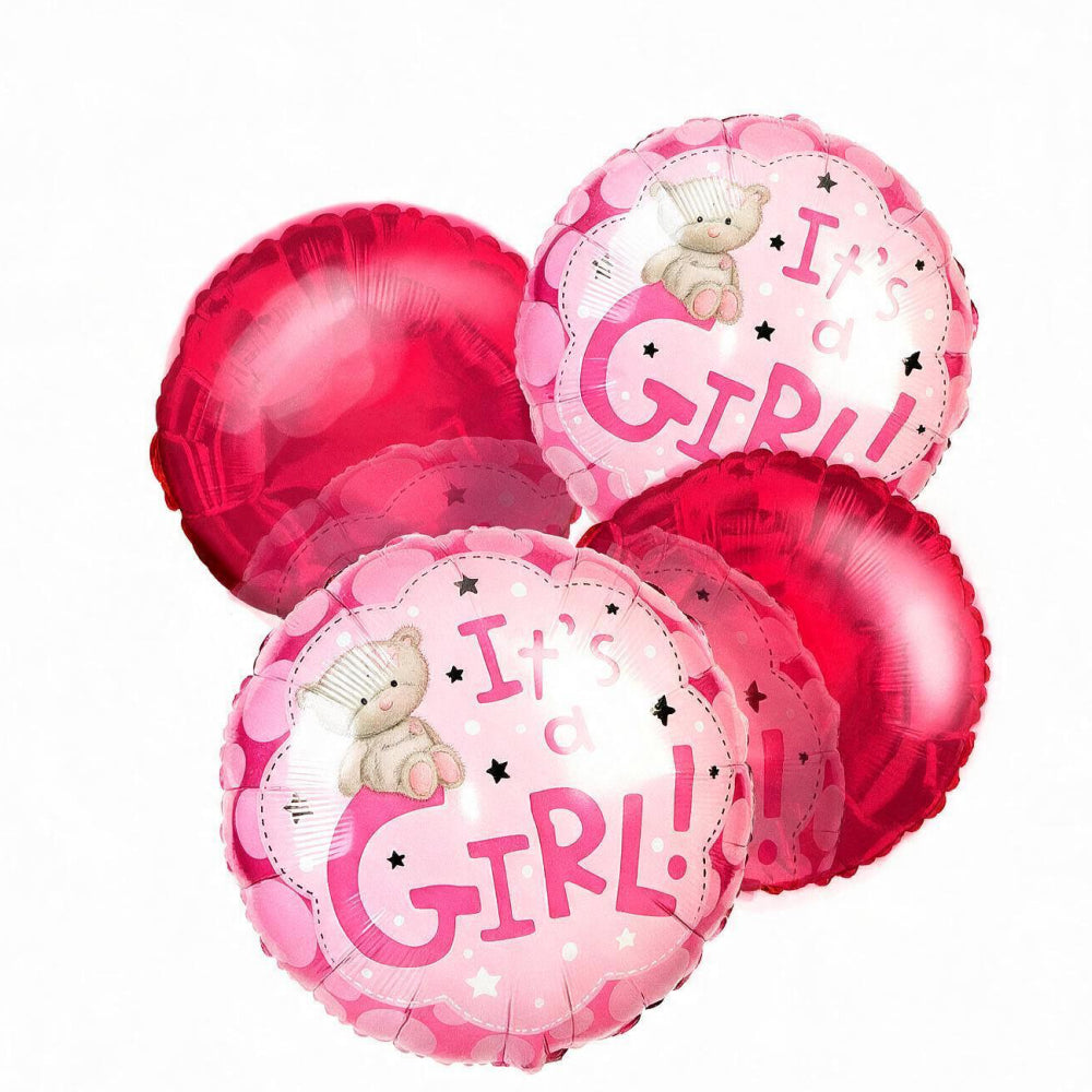 Pink balloon bouquet for baby girl - set of 4