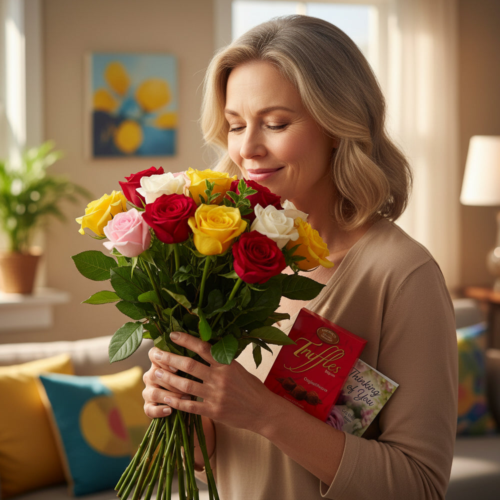 Bouquet of Assorted Roses - Dozen Mixed Colors