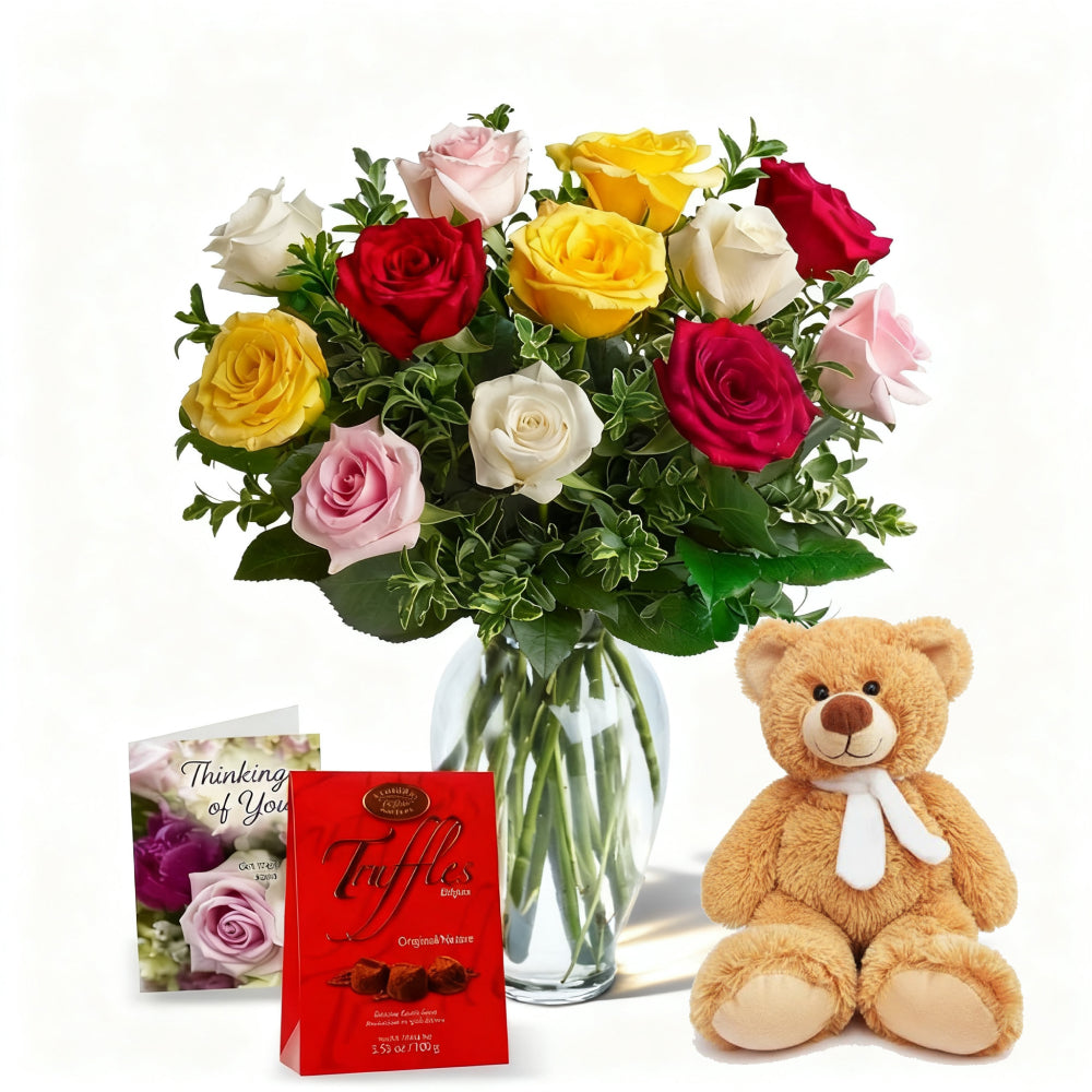 Bouquet of Assorted Roses - Dozen Mixed Colors