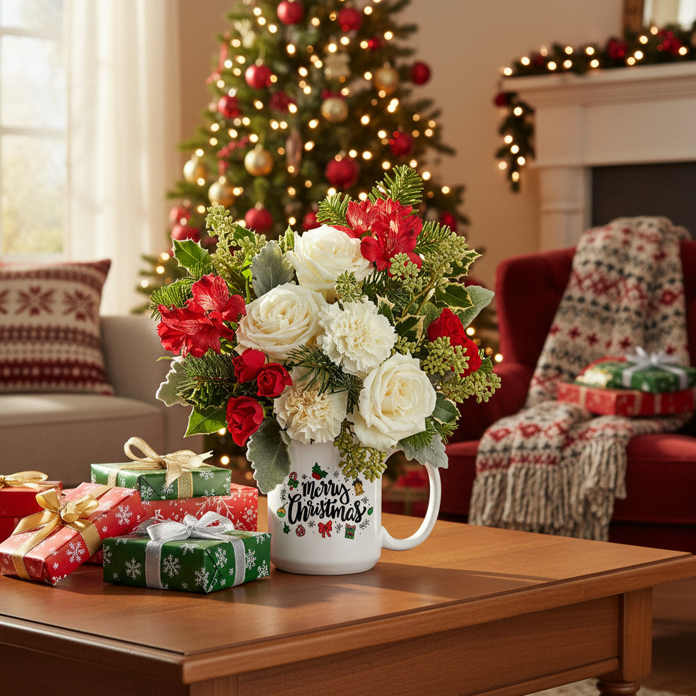 Bouquet Esprit des Fêtes dans une Tasse
