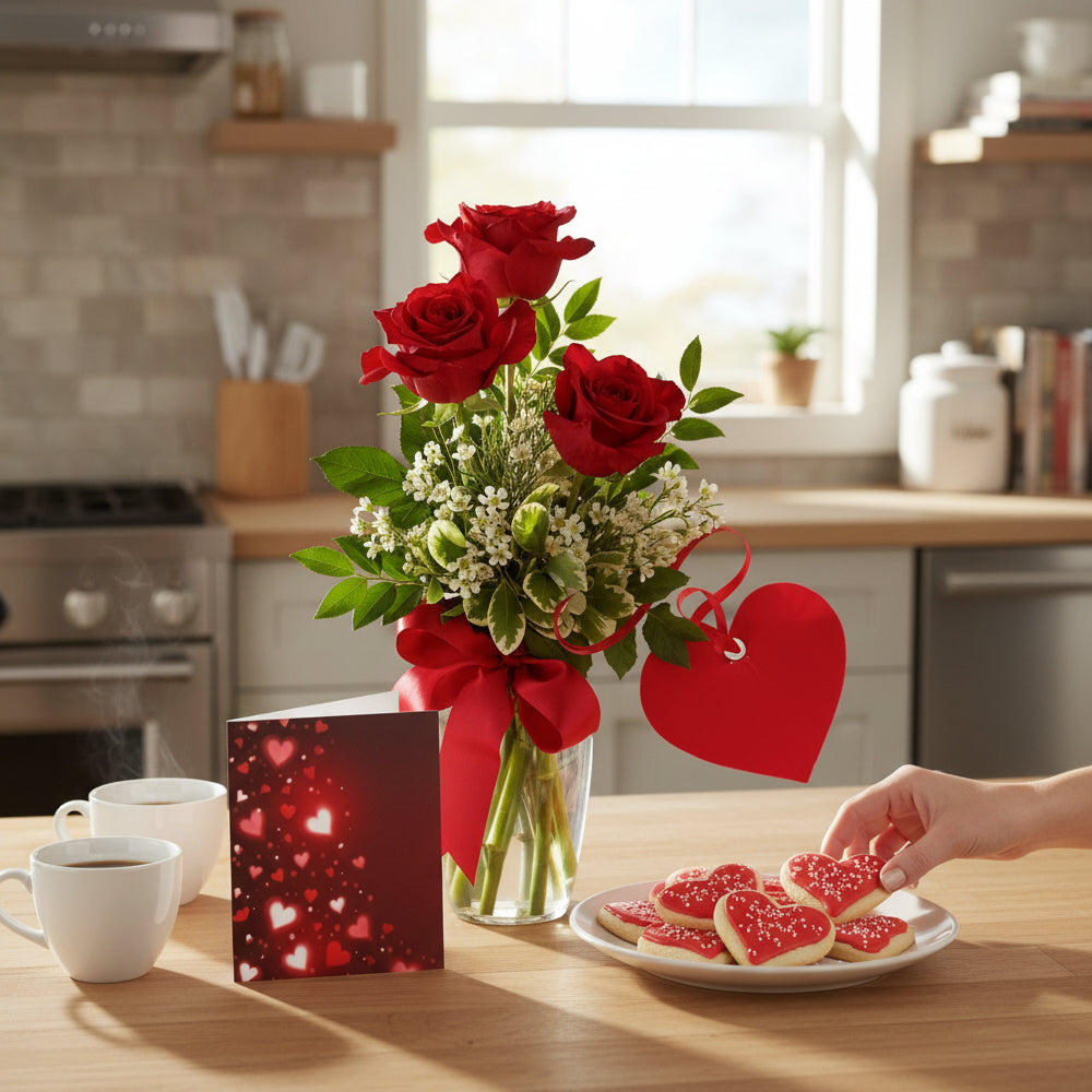 Bouquet Premium de Roses Rouges avec Carte - Toutes Occasions