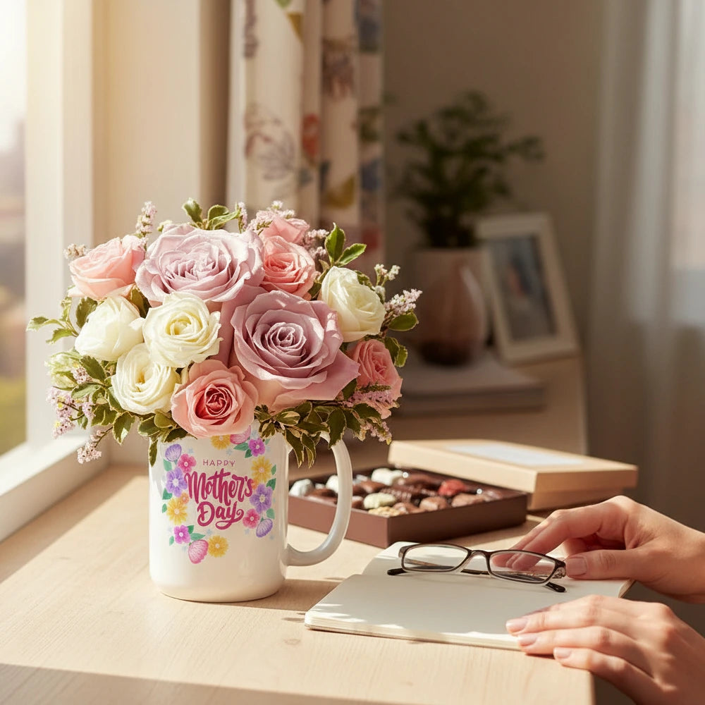 Bouquet de Roses Pastel - Nuances Rose Doux