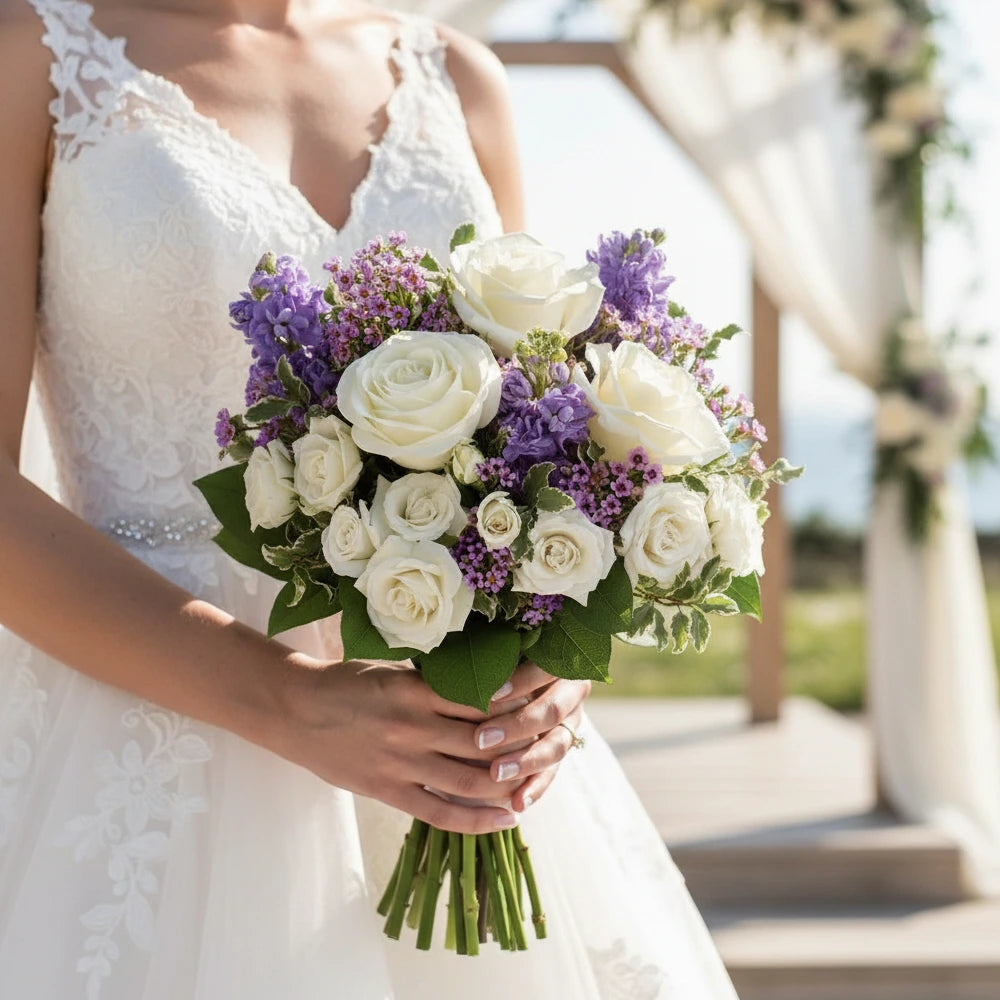 Bouquet Premium "Fleurs de Cerisier" - Roses Blanches - Mariage