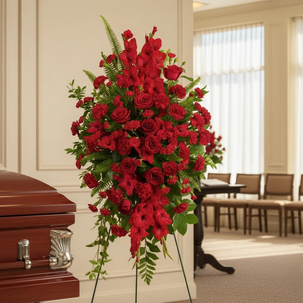"Sincere Sympathy" Bouquet - Dark Red Roses - Condolences