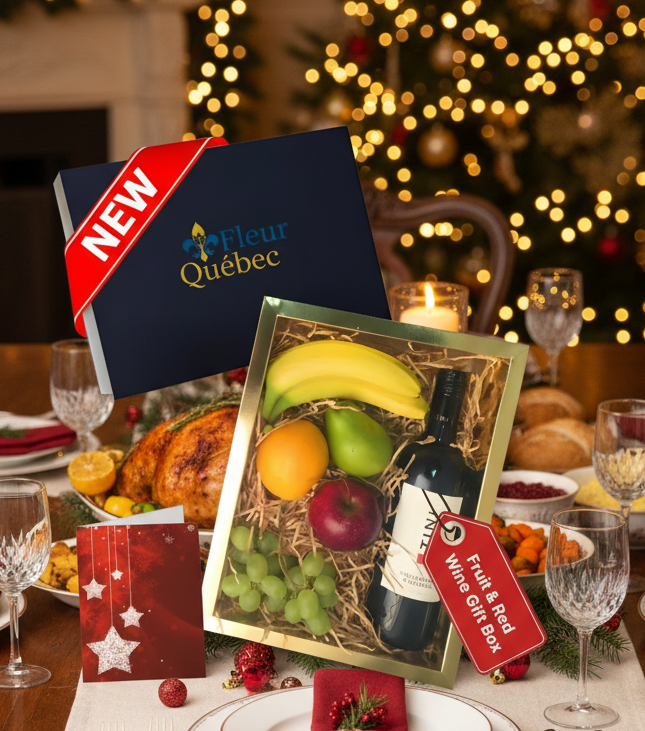 Boîte Cadeau Premium Vin Mousseux et 5 Fruits Frais de Saison – Cadeau de Vacances