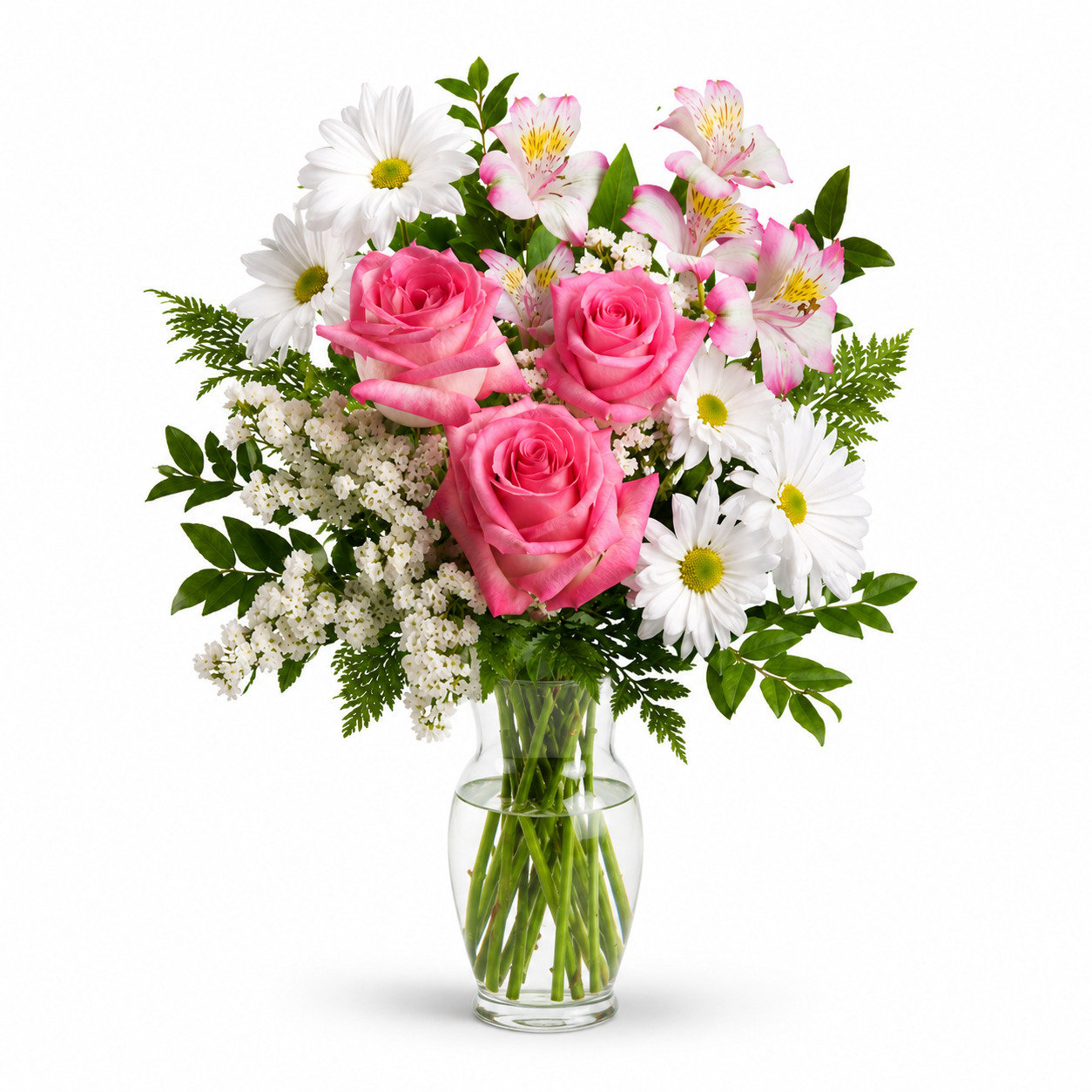 Premium Bouquet "Gourmet Treats" - White and Green Roses - Thank You