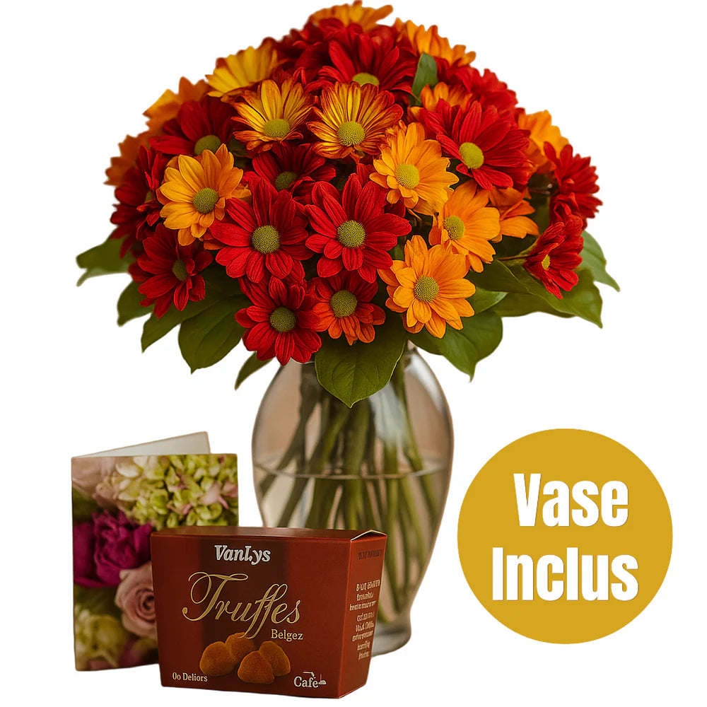 Bouquet of 50 Autumn Flowers III (vase included) – Warmth and Gratitude