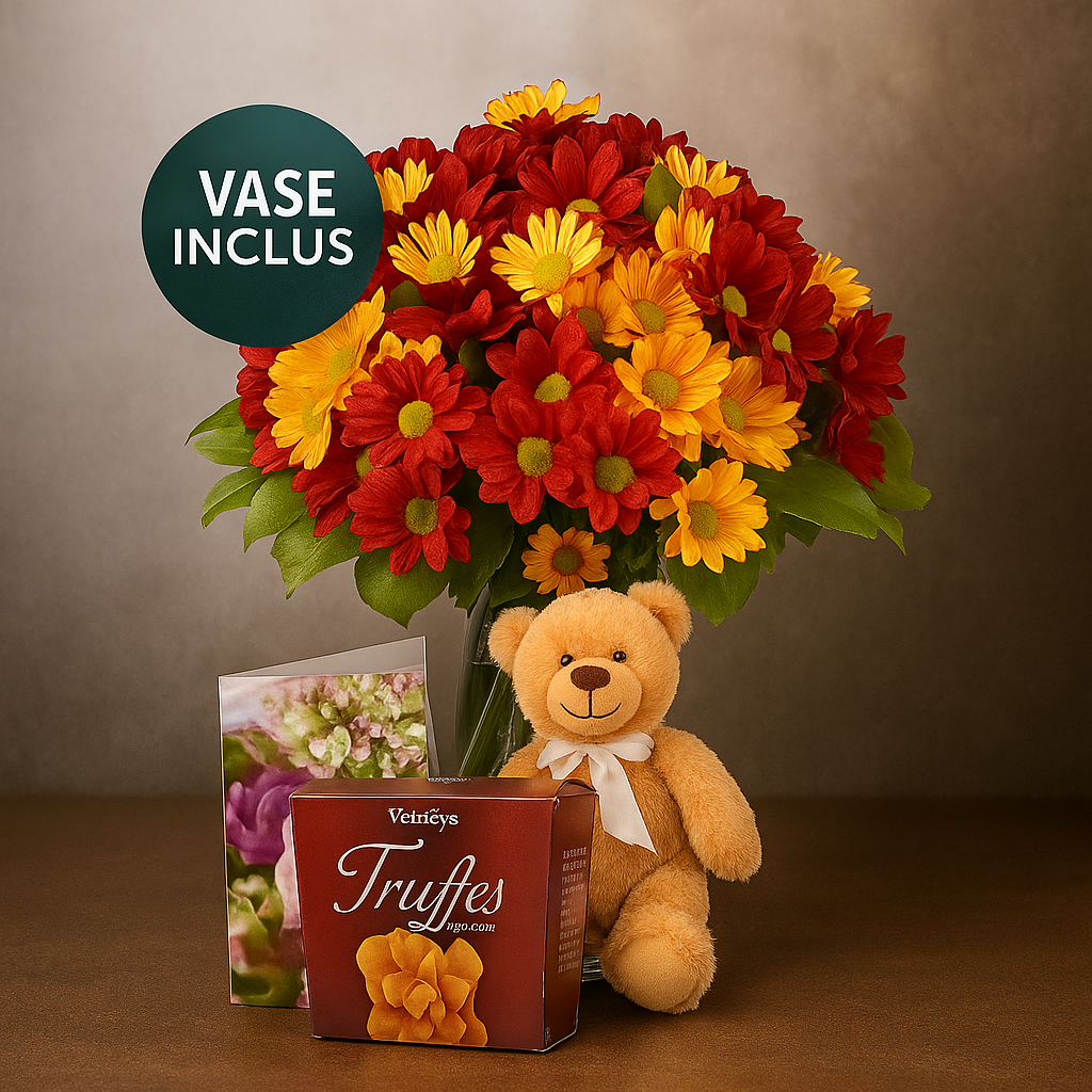 Bouquet 50 fleurs d’automne IV – volume spectaculaire, finition fleuriste Fleur Québec