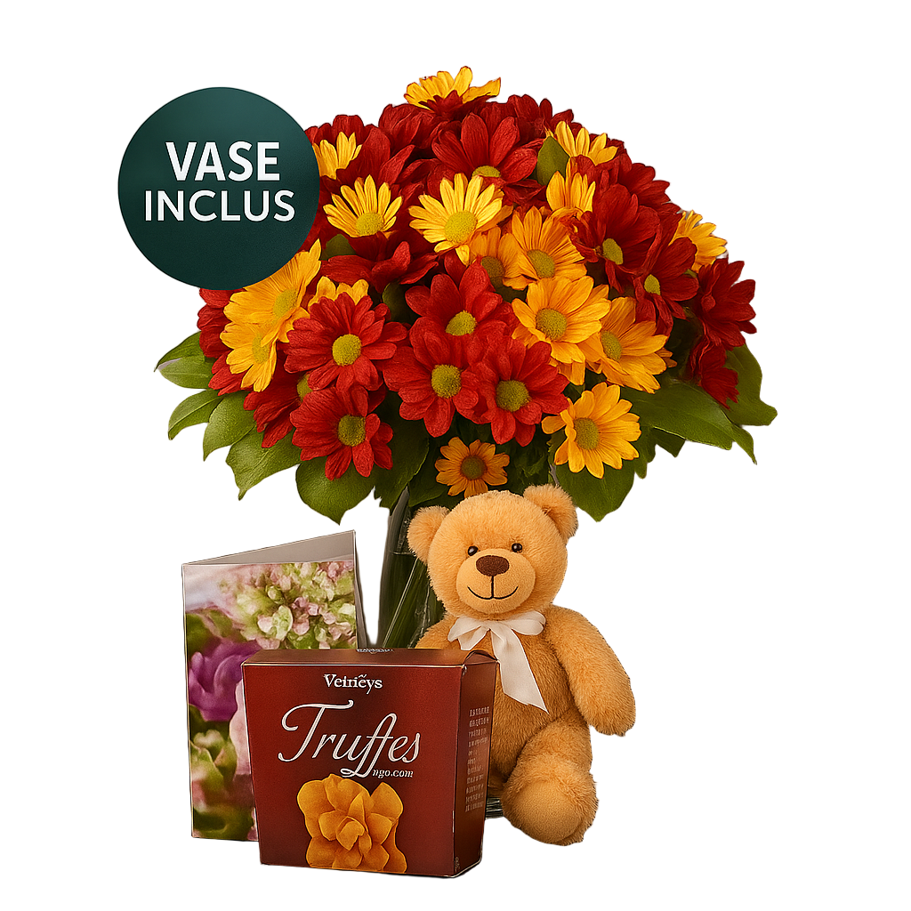 Bouquet 50 fleurs d’automne IV – volume spectaculaire, finition fleuriste Fleur Québec