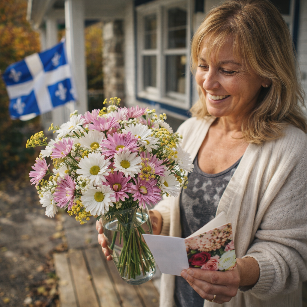 Bouquet Doux et Réfléchi - Chrysanthèmes Lavande et Marguerites Blancs