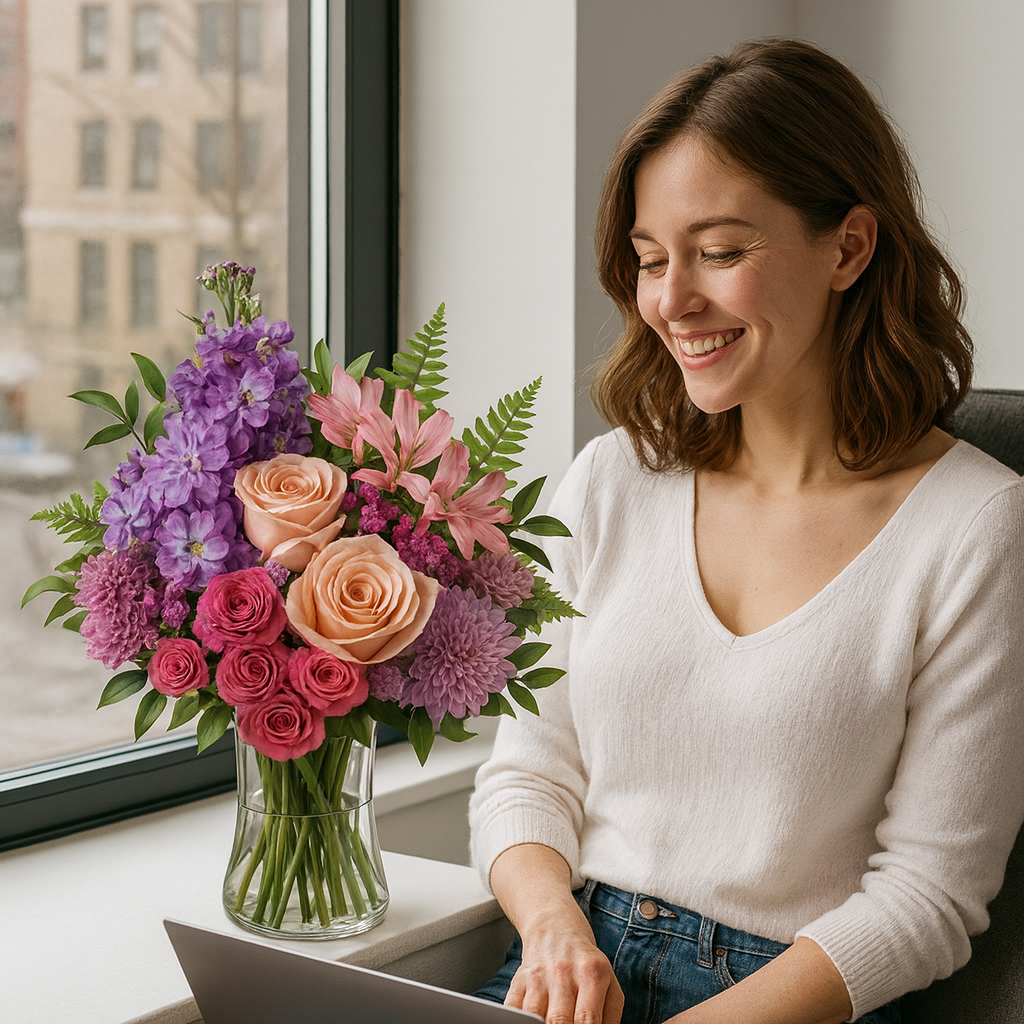 Bouquet "Rosé et Framboise" - Roses Roses - Félicitations Fleur Québec