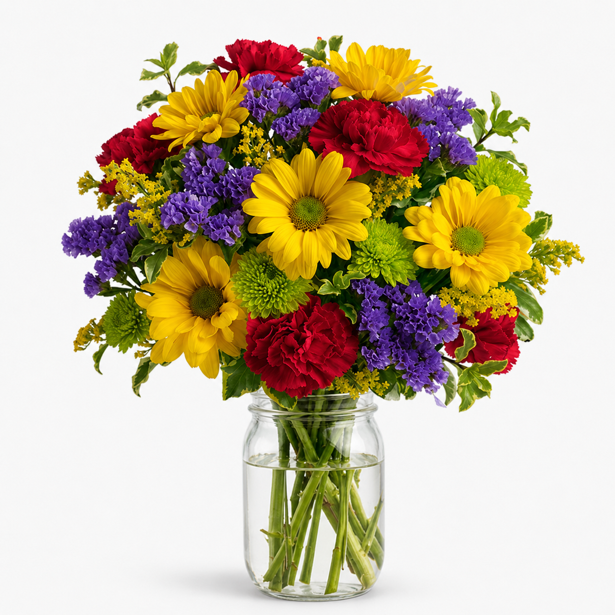Bouquet de joie vibrant dans un pot Mason