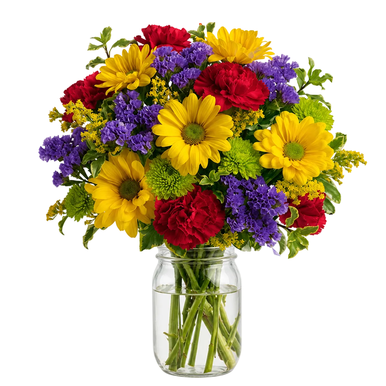 Bouquet de joie vibrant dans un pot Mason