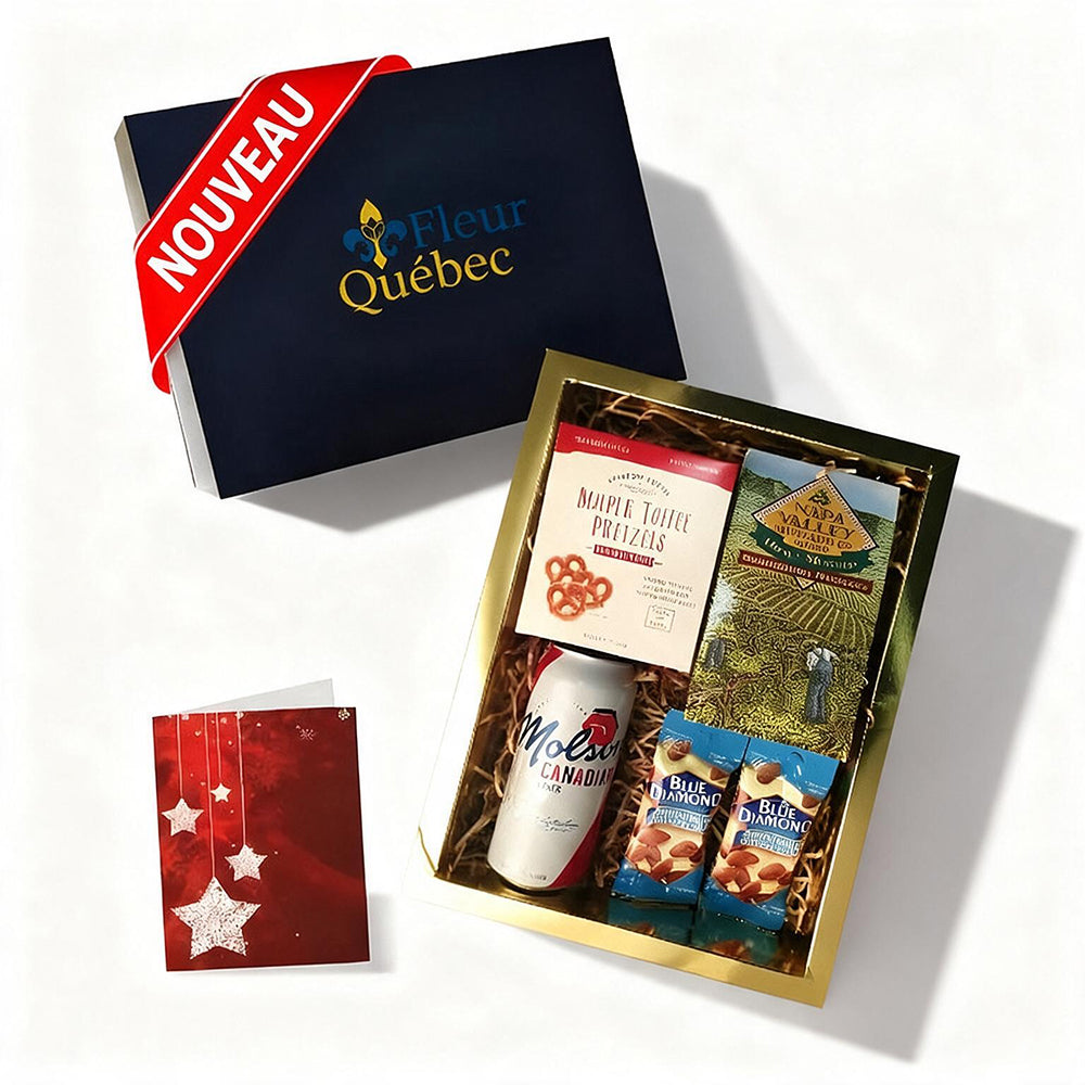 Coffret Cadeau Bière de Luxe Fêtes : Molson Canadian, Bretzels Caramel et Collations Gourmandes