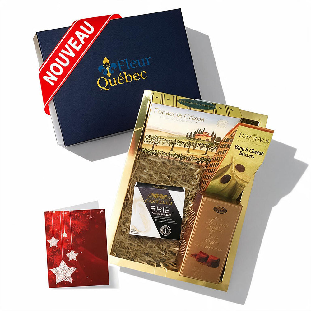 Luxury Gourmet Gift Set: Brie Cheese & Thin Crackers (Holidays)