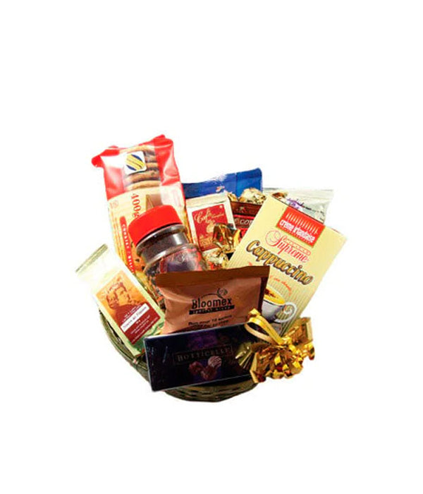 Panier Cadeau Gourmet - Café, Biscuits et Truffes - Toutes Occasions Fleur Québec