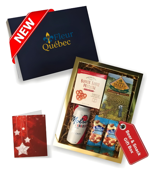 Coffret Cadeau Bière de Luxe Fêtes : Molson Canadian, Bretzels Caramel et Collations Gourmandes