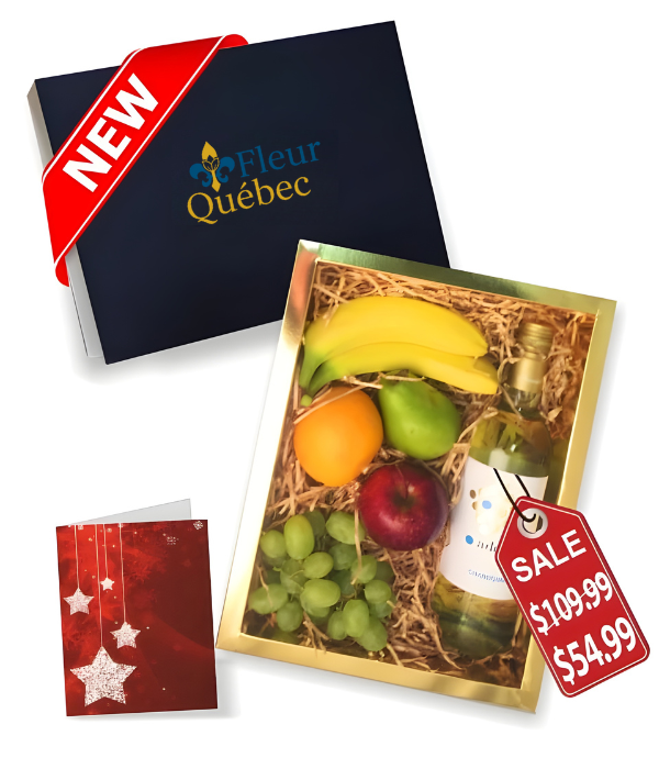 Panier Cadeau Luxury - Fruits et Vin Rouge - Fêtes
