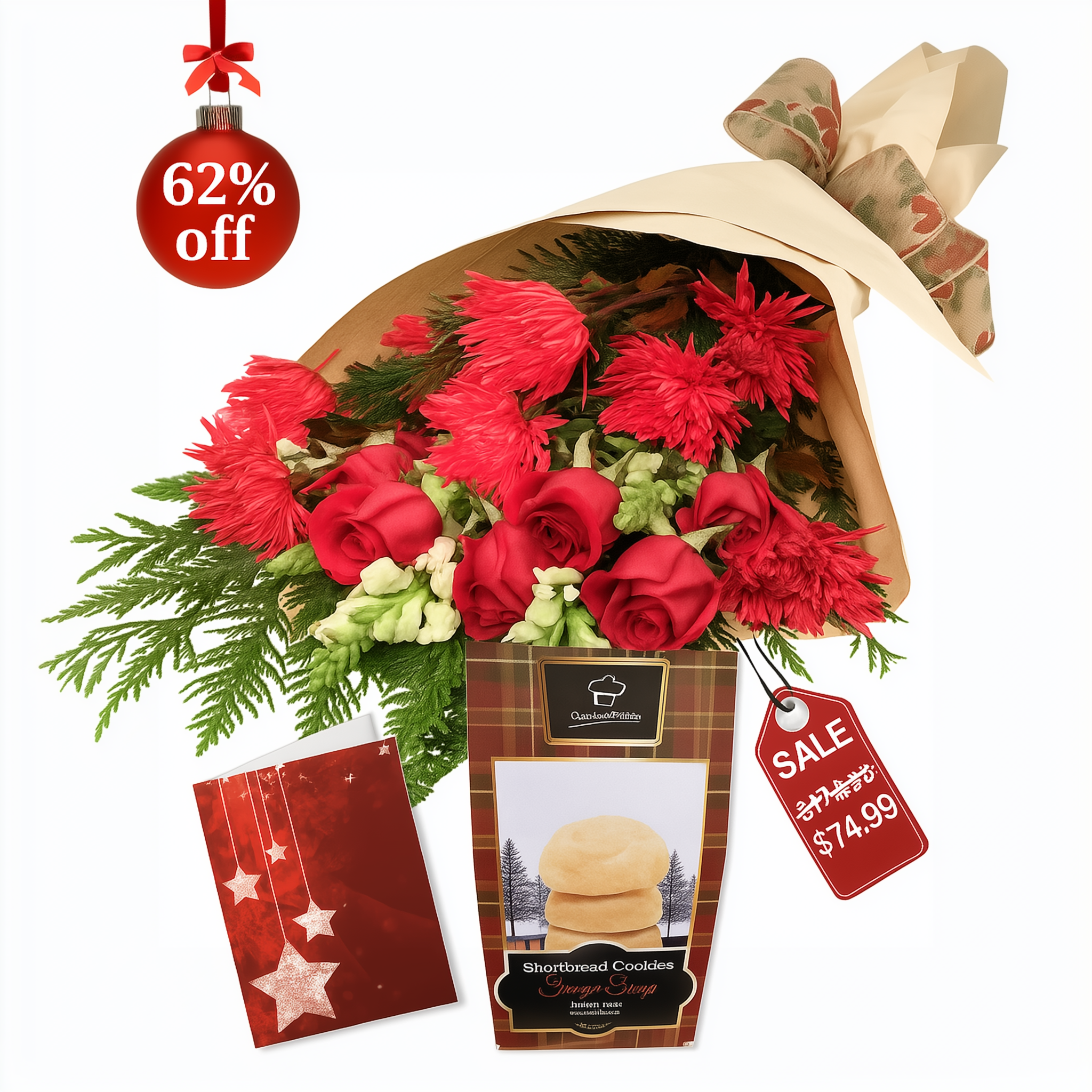 Collection de Noël des Créateurs IV - Ensemble de Luxe (24 Tiges Roses, Lys)