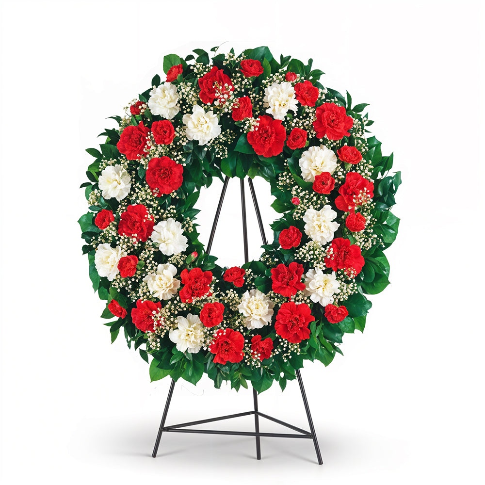 L'Hommage Intemporel pour le Salon Funéraire : Couronne Œillets (22")