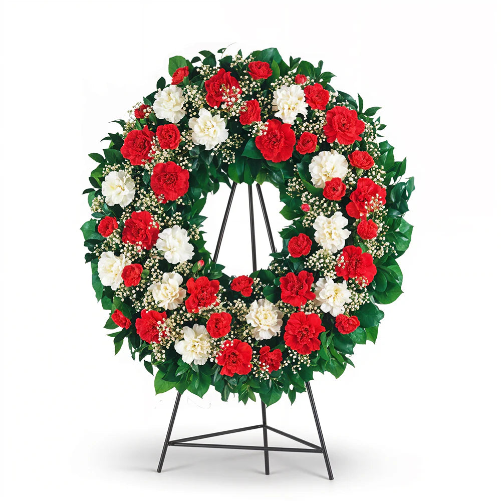 L'Hommage Intemporel pour le Salon Funéraire : Couronne Œillets (22")