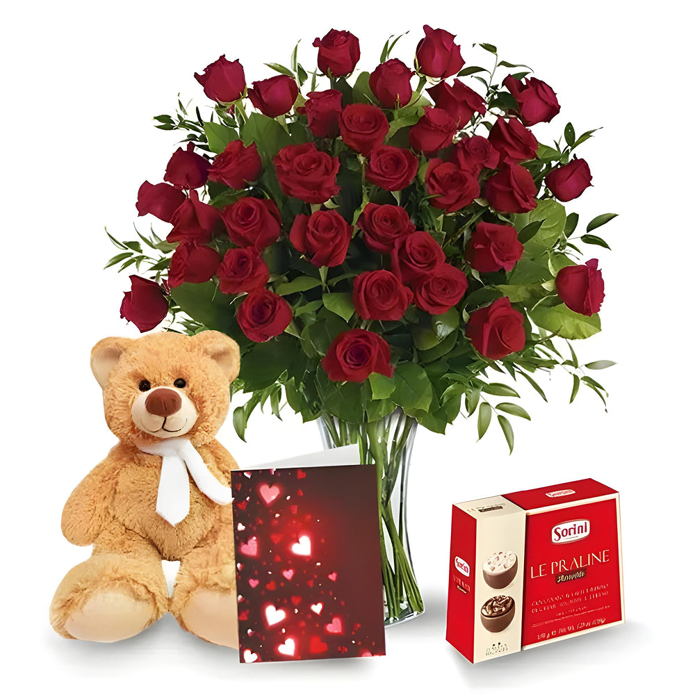 Set of 36 Long Stem Red Roses
