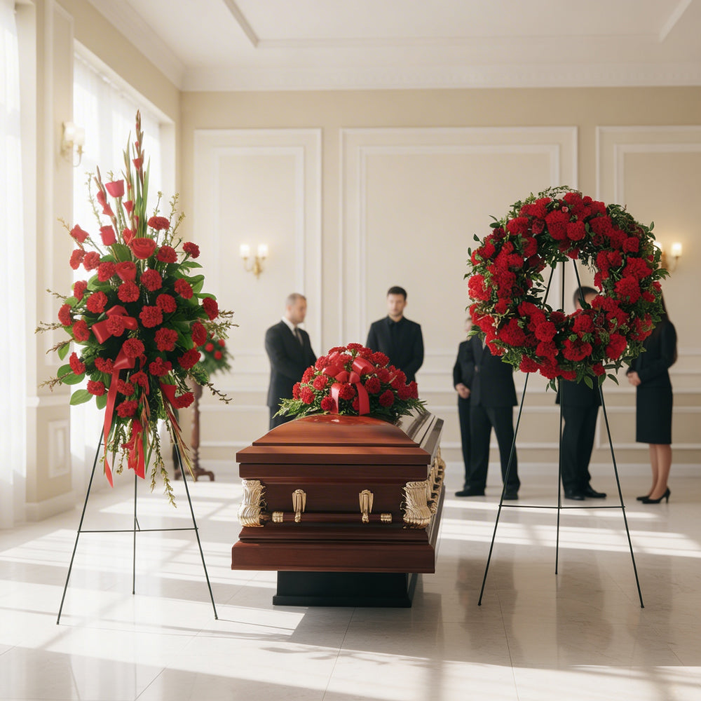 Ensemble de Roses Rouges - Arrangement Funéraire de Sympathie