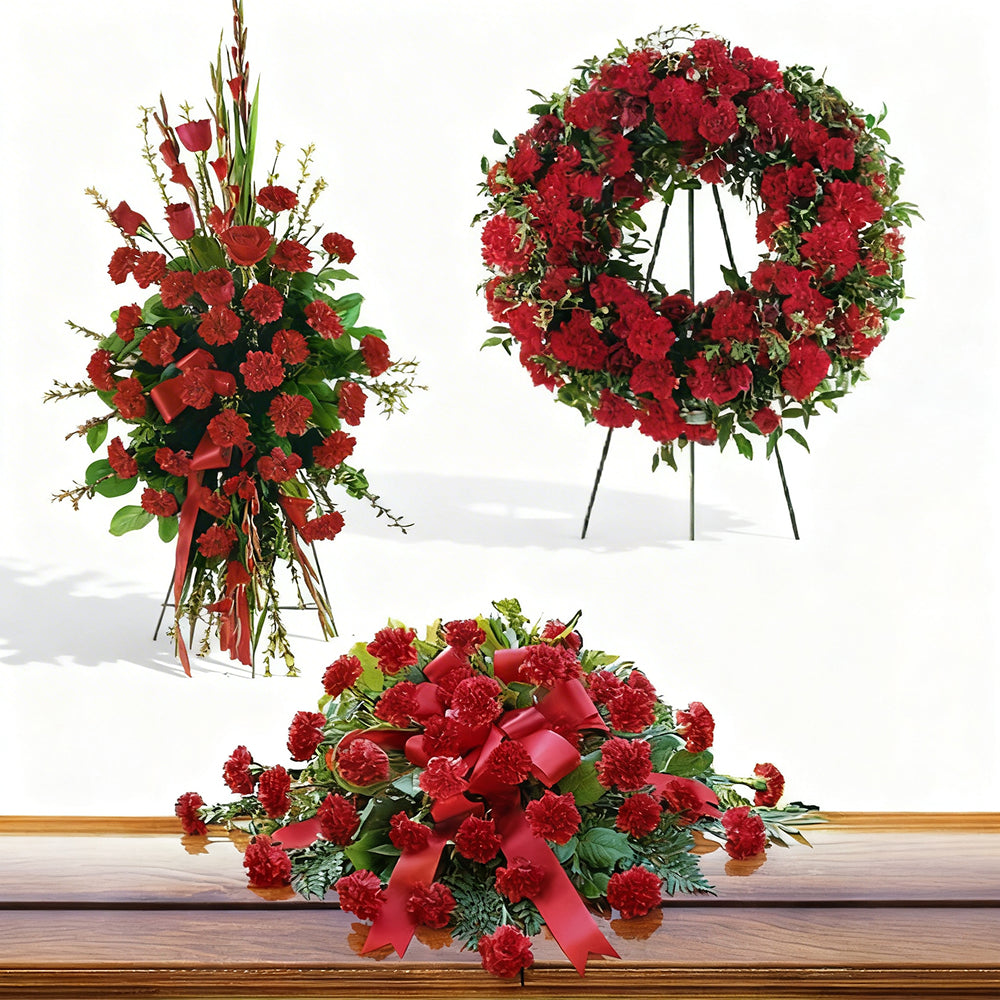 Ensemble de Roses Rouges - Arrangement Funéraire de Sympathie
