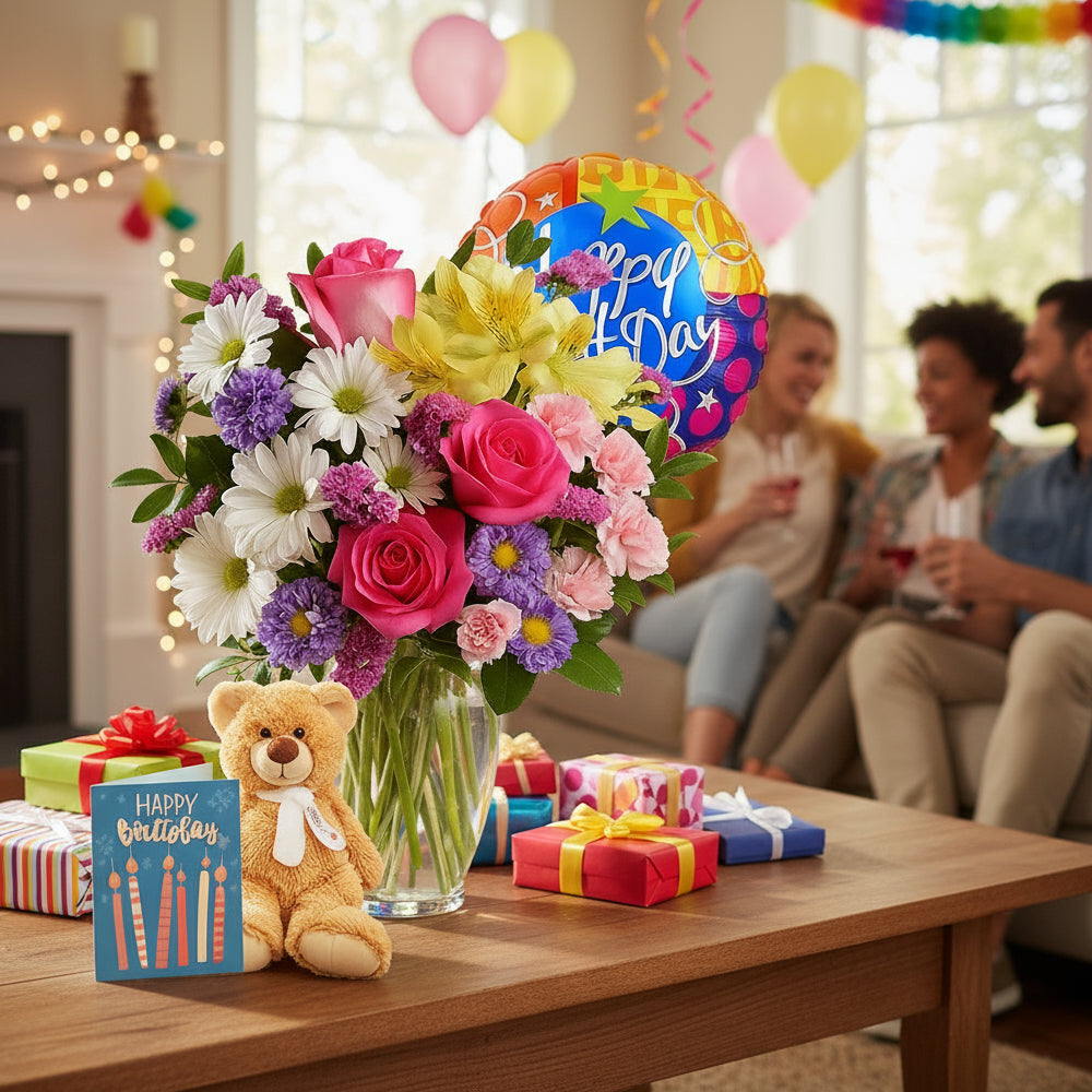 Ensemble "Collection de Créateurs" pour Anniversaires I: 12 tiges de fleurs assorties