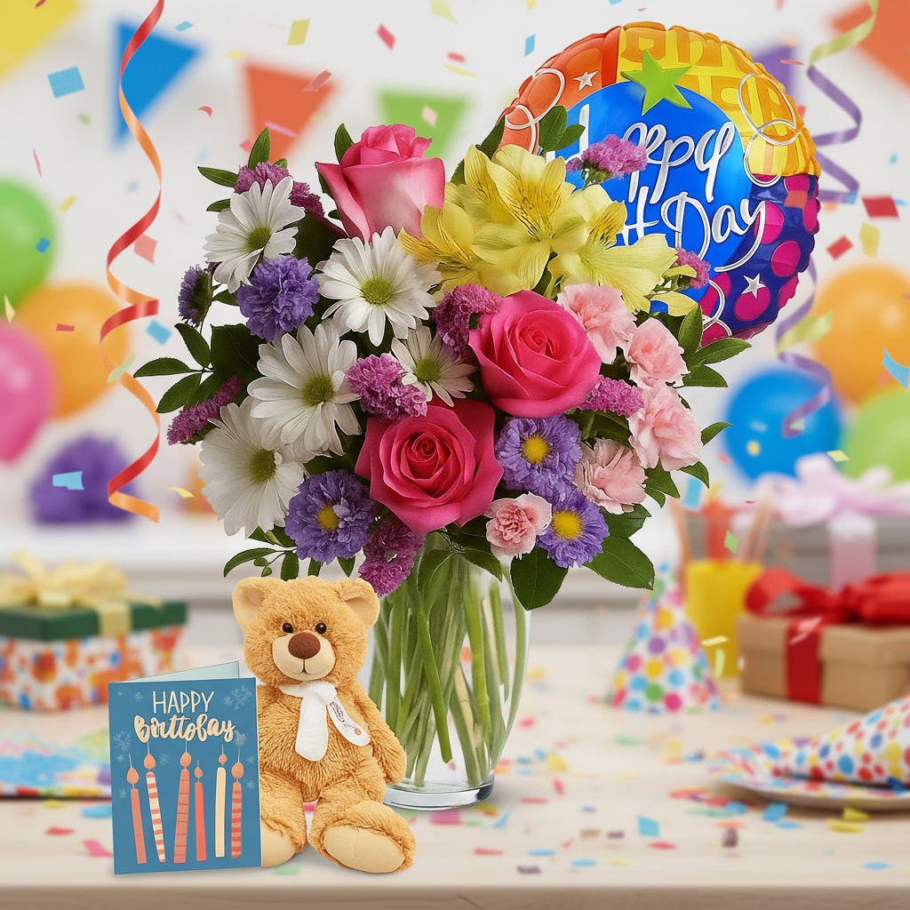 "Designer Collection" Birthday Set I: 12 assorted flower stems