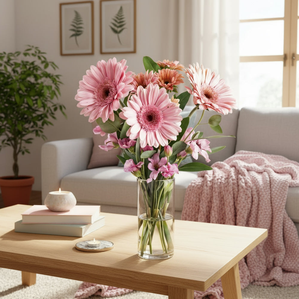 L’Éclat de Couleurs qui Dure : Arrangement en Pot Mason (Rose et Violet)