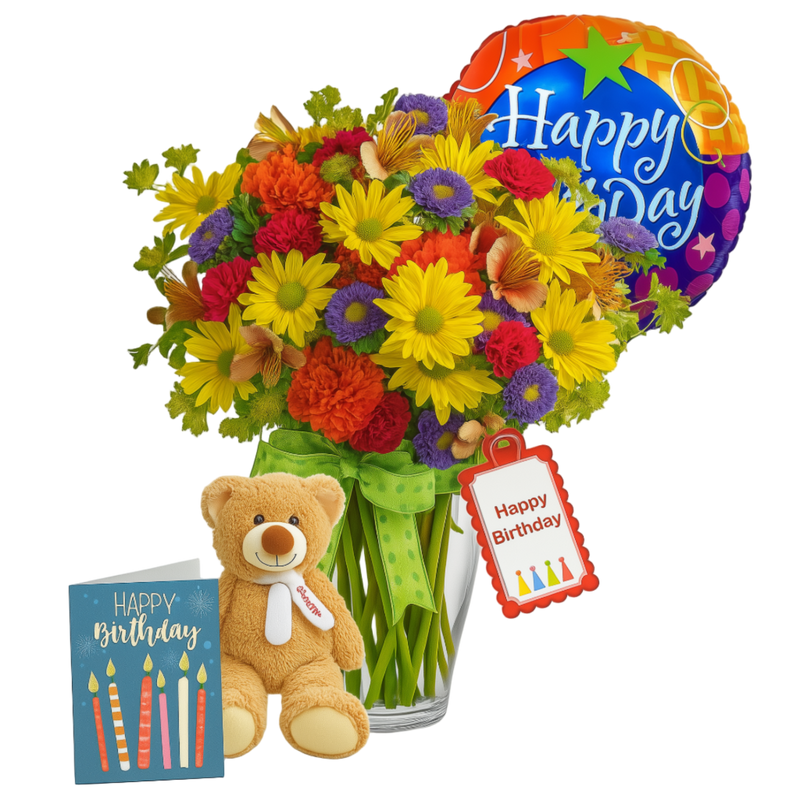 Ensemble "Collection de Créateurs" pour Anniversaires II: 18 tiges de fleurs assorties