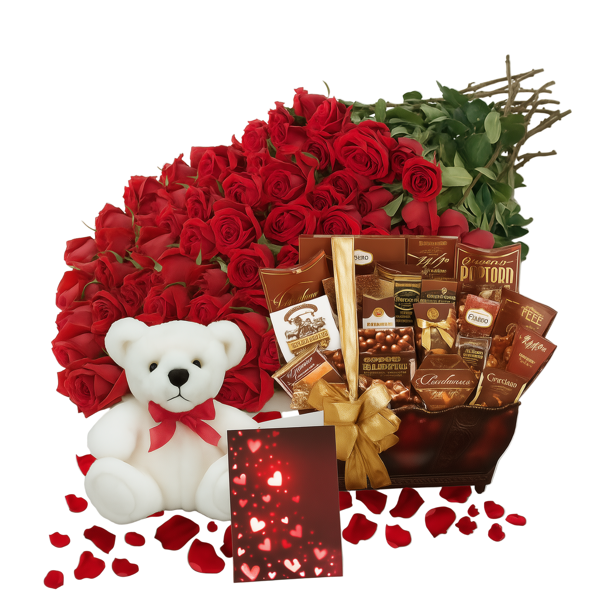 Ensemble Luxury de 100 Roses Rouges - Grand Geste Romantique Fleur Québec