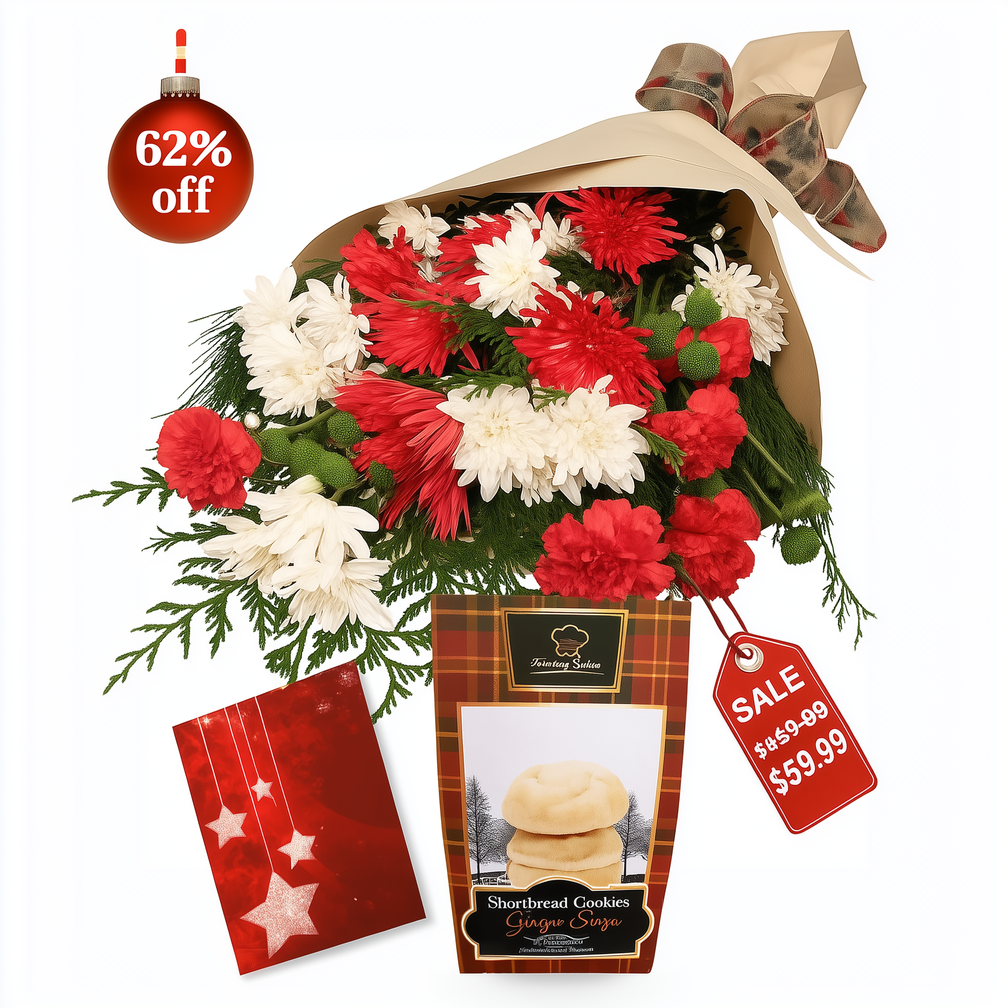 Collection de Noël des Créateurs III: Bouquet, Sablés & Carte (24 Tiges)