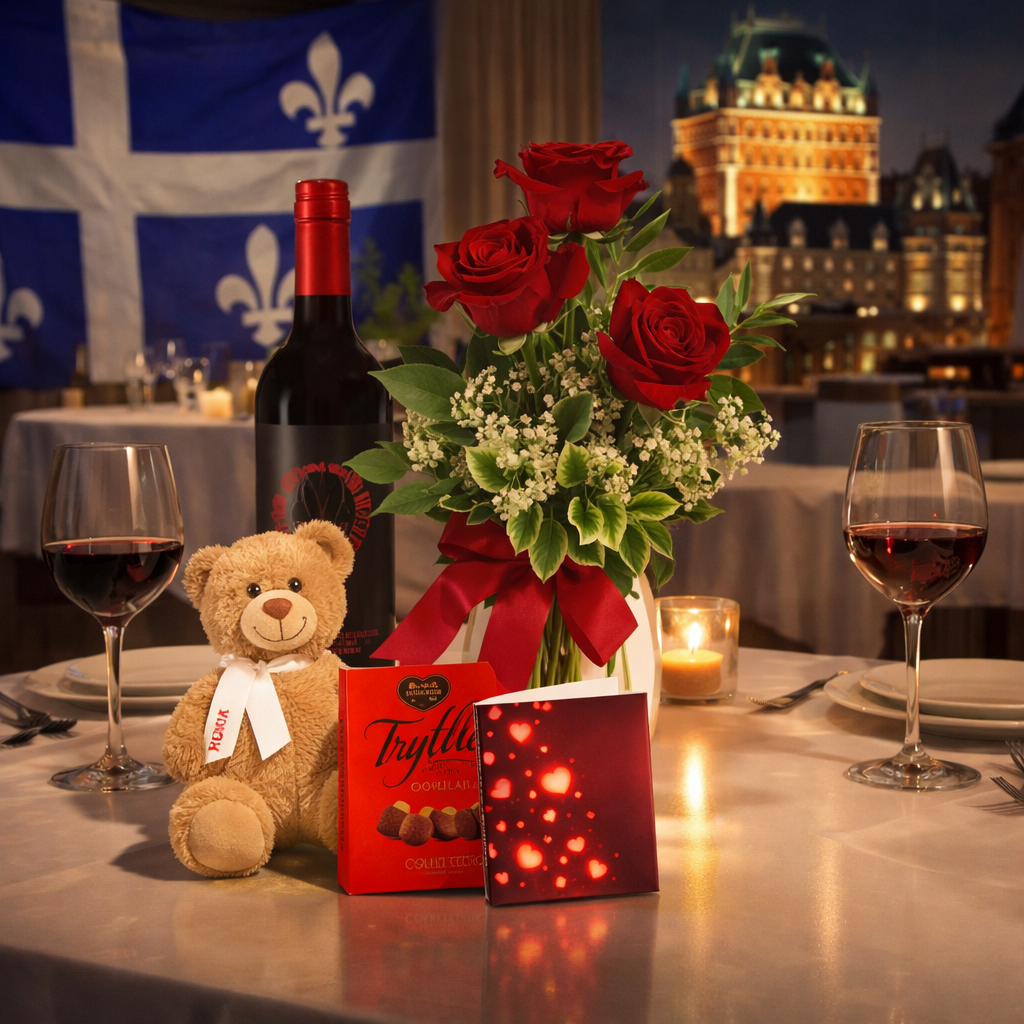 Ensemble Premium Romantique avec du vin