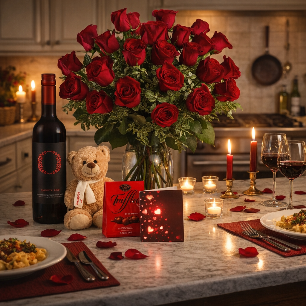 Ensemble Premium Romantique avec du vin V - Édition Spéciale