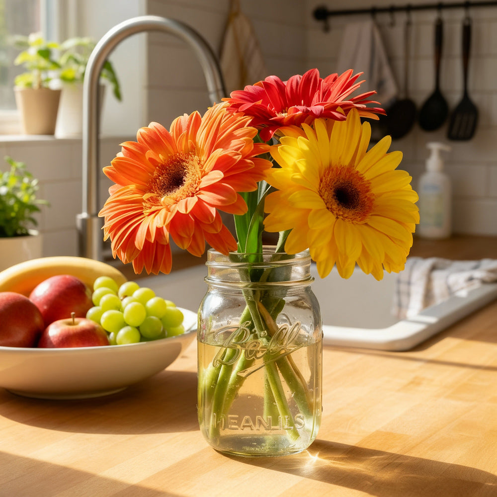Le Cadeau Mémorable pour Toute Occasion : Trio Gerbera Pot Mason