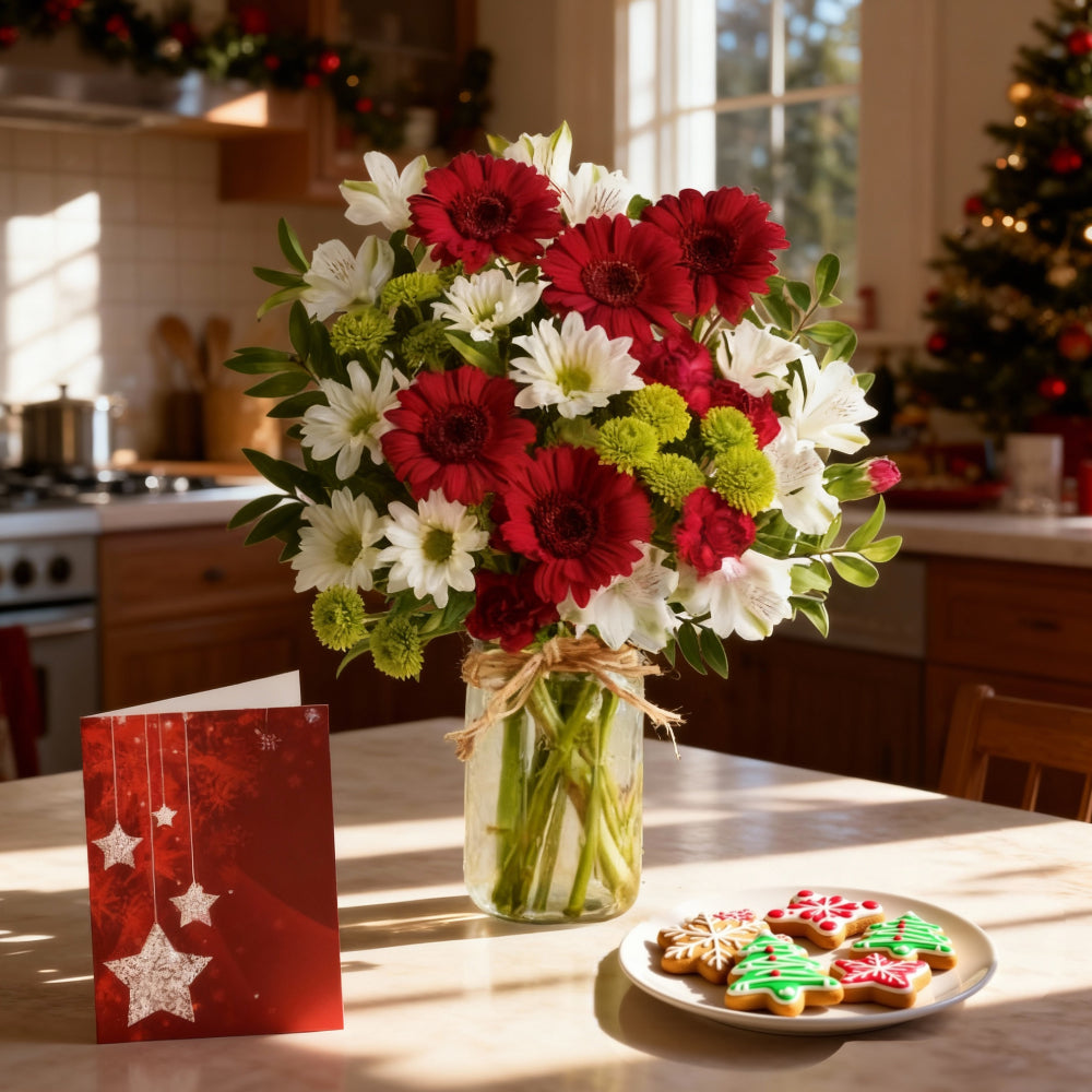Festive Christmas bells in a decorative Mason jar - Perfect holiday decor