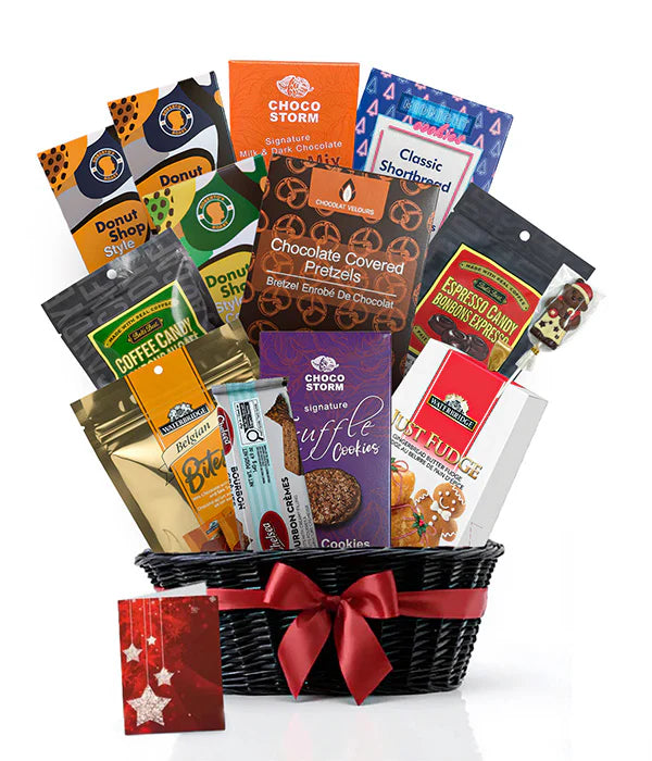 Panier Cadeau Gourmet - Chocolats, Biscuits et Cafés - Amateurs de Café